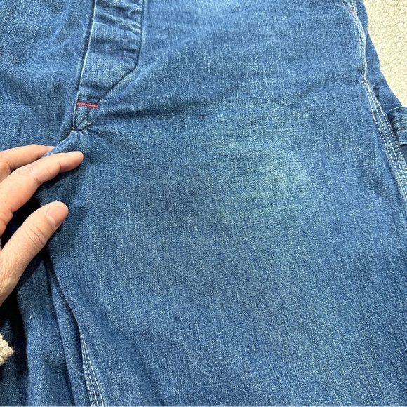 Cowden Men’s Vintage 80s Denim Bib Overall Carpenter Ranch Barn Workwear 32X28 - Picture 13 of 14